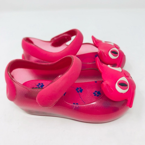 Mini Melissa Peep Toe Kitten Flats Pink Size 5 - Picture 2 of 7